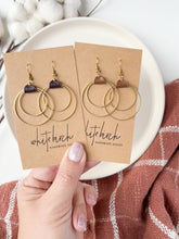 Load and play video in Gallery viewer, Brown Leather &amp; Small Brass Circles Earrings
