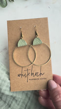 Load and play video in Gallery viewer, Sage Leather &amp; Brass Circle Earrings
