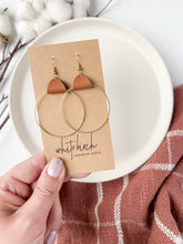 Load and play video in Gallery viewer, Pumpkin Spice Leather &amp; Brass Circle Earrings
