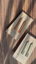 Load and play video in Gallery viewer, Burnt Orange Leather Earrings with Rectangle Brass Bar Accent
