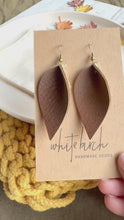 Load and play video in Gallery viewer, Pecan Brown Leather Leaf Earring
