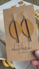 Load and play video in Gallery viewer, Caramel Leather Petal and Silver Bar Earrings
