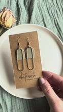 Load and play video in Gallery viewer, Clay Putty Leather &amp; Brass Oval Accent Earrings
