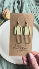 Load and play video in Gallery viewer, Butter Yellow Leather &amp; Brass Oval Accent Earrings
