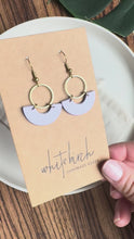Load and play video in Gallery viewer, Vibrant Lavender Leather and Brass Ring Earrings

