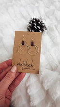 Load and play video in Gallery viewer, Merlot Leather Oval &amp; Double Brass Circles Earrings
