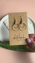 Load and play video in Gallery viewer, Peach Dust Oval &amp; Double Brass Circles Earrings
