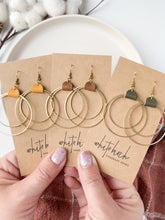 Load and play video in Gallery viewer, Mustard Yellow Leather &amp; Brass Circles Earrings
