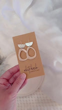 Load and play video in Gallery viewer, Brushed Silver Halfmoon &amp; Rose Gold Leather Irregular Oval Outline Earrings
