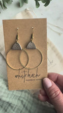 Load and play video in Gallery viewer, Taupe Leather &amp; Brass Circle Earrings
