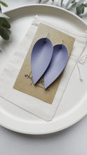 Load and play video in Gallery viewer, Lavender Purple Leather Leaf Earrings
