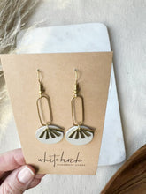 Load and play video in Gallery viewer, Primer Grey Leather &amp; Brass Sunburst Geometric Earrings
