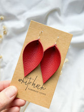 Load and play video in Gallery viewer, Red Leather Leaf Earrings
