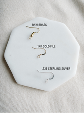 Load image into Gallery viewer, *SALE* Silver Camo Leather Medium Teardrop With Raw Brass Hook
