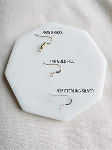 Distressed Tan & Mini Brass Disc Geometric Earrings
