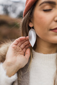 Disco Silver Leather Leaf Earrings