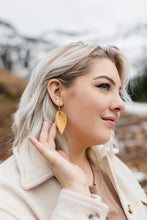 Load image into Gallery viewer, Oak Textured Leather Leaf Earrings
