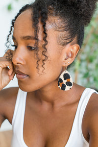 Leopard Print Leather Teardrop Earrings