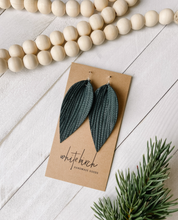 Load image into Gallery viewer, Forest Green Leather Leaf Earrings
