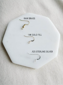 Polka Dot Leather Arc & Brass Half Moon Earrings