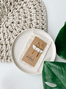 Whitebirch Cork Half Moon Leather & Brass Accents Earrings