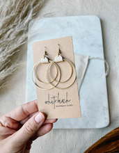 Load image into Gallery viewer, Distressed Beige Leather &amp; Brass Circles Earrings
