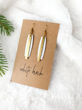 Load image into Gallery viewer, White Leather &amp; Brass Bar Statement Geometric Earrings
