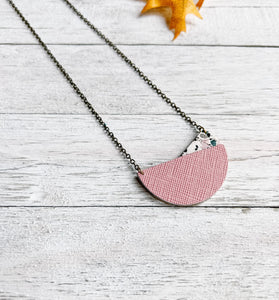 Geometric Pink Saffiano & Terrazzo Leather Necklace