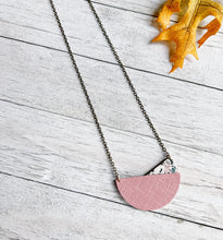 Load image into Gallery viewer, Geometric Pink Saffiano &amp; Terrazzo Leather Necklace
