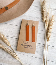 Load image into Gallery viewer, *SALE* Burnt Orange Leather Bar Earrings

