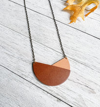 Load image into Gallery viewer, Geometric Veg Tan Natural &amp; Brown Leather Necklace
