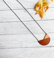 Load image into Gallery viewer, Geometric Veg Tan Natural &amp; Brown Leather Necklace
