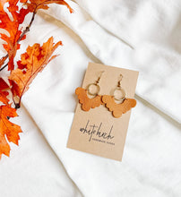 Load image into Gallery viewer, Distressed Orange Honey Cloud and Small Brass Circle Earrings

