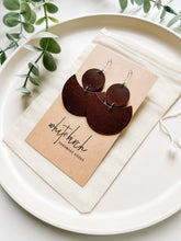 Load image into Gallery viewer, Dark Brown Leather Crescent Moon Earrings
