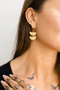 Stacked Brass Half Moon Earrings