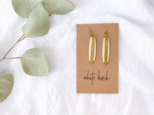Load image into Gallery viewer, Beige Leather and Brass Bar Earrings

