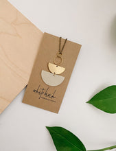 Load image into Gallery viewer,  Brass &amp; Beige Leather Half Moon Necklace
