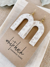 Load image into Gallery viewer, Nude Leopard Print Leather Arch Earrings
