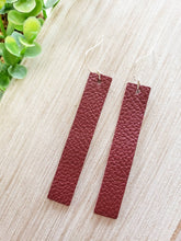 Load image into Gallery viewer, Cranberry Leather Bar Earrings
