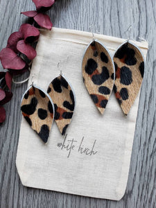 Leopard Print Leather Leaf Earrings