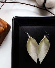 Load image into Gallery viewer, Champagne Gold Leather Leaf Earrings
