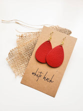 Load image into Gallery viewer, Red Leather Teardrop Earrings
