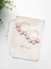 Load image into Gallery viewer, Blush Pink Leather Petal Hoop Earrings
