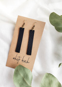 Black Leather Bar Earrings