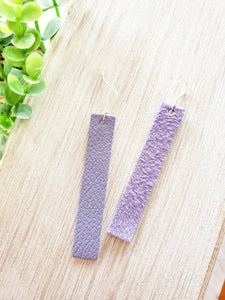 Lavender Purple Leather Bar Earrings.