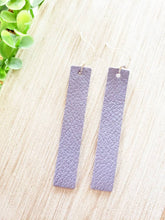 Load image into Gallery viewer, Lavender Purple Leather Bar Earrings
