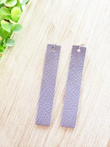 Lavender Purple Leather Bar Earrings