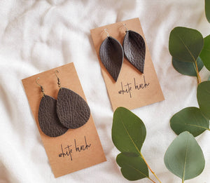 Distressed Green Leather Leaf Earrings