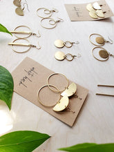 Load image into Gallery viewer, Brass Disc and Circle Earrings
