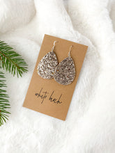 Load image into Gallery viewer, Gold Glitter Leather Teardrop Earrings
